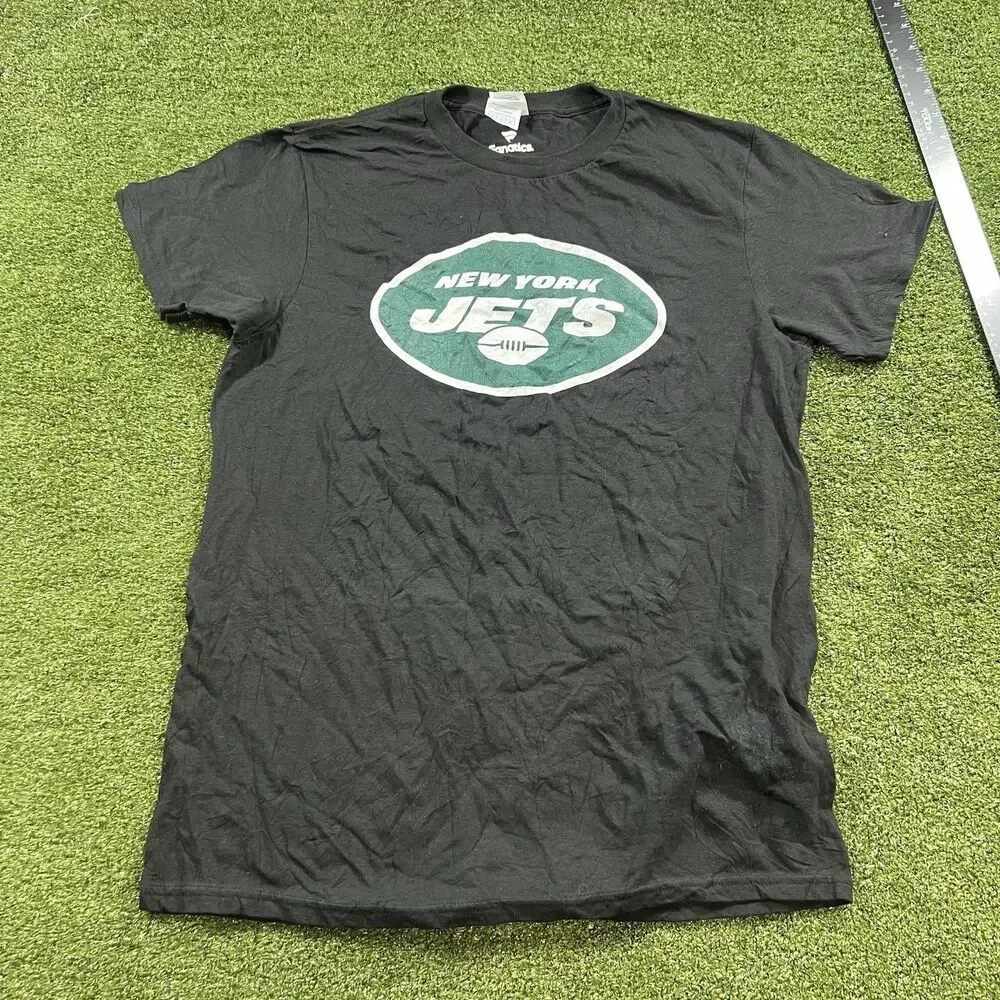 New York Jets Shirt Fanatics Men's Black Tee M Football NWOT